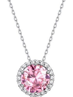 Sparkling 925 Sterling Silver Birthstone Necklace for Women - Heart/Round/Cube
